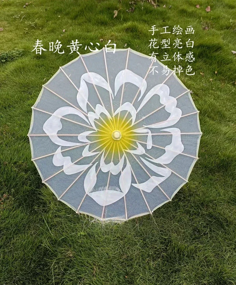 Jasmine Blossom Performance Dance Umbrella Transparent Silk Chinese Style Classical Show Umbrella