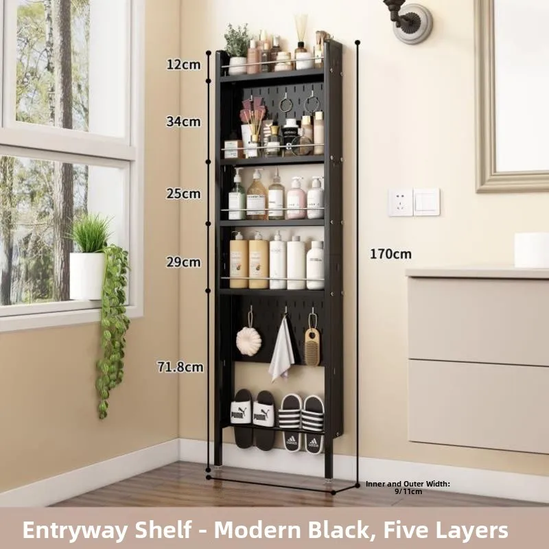 

Bathroom Multi-layer Storage Rack Toilet Organizer Carbon Steel No-drilling Required Wall- Shelf for Personal Care Items