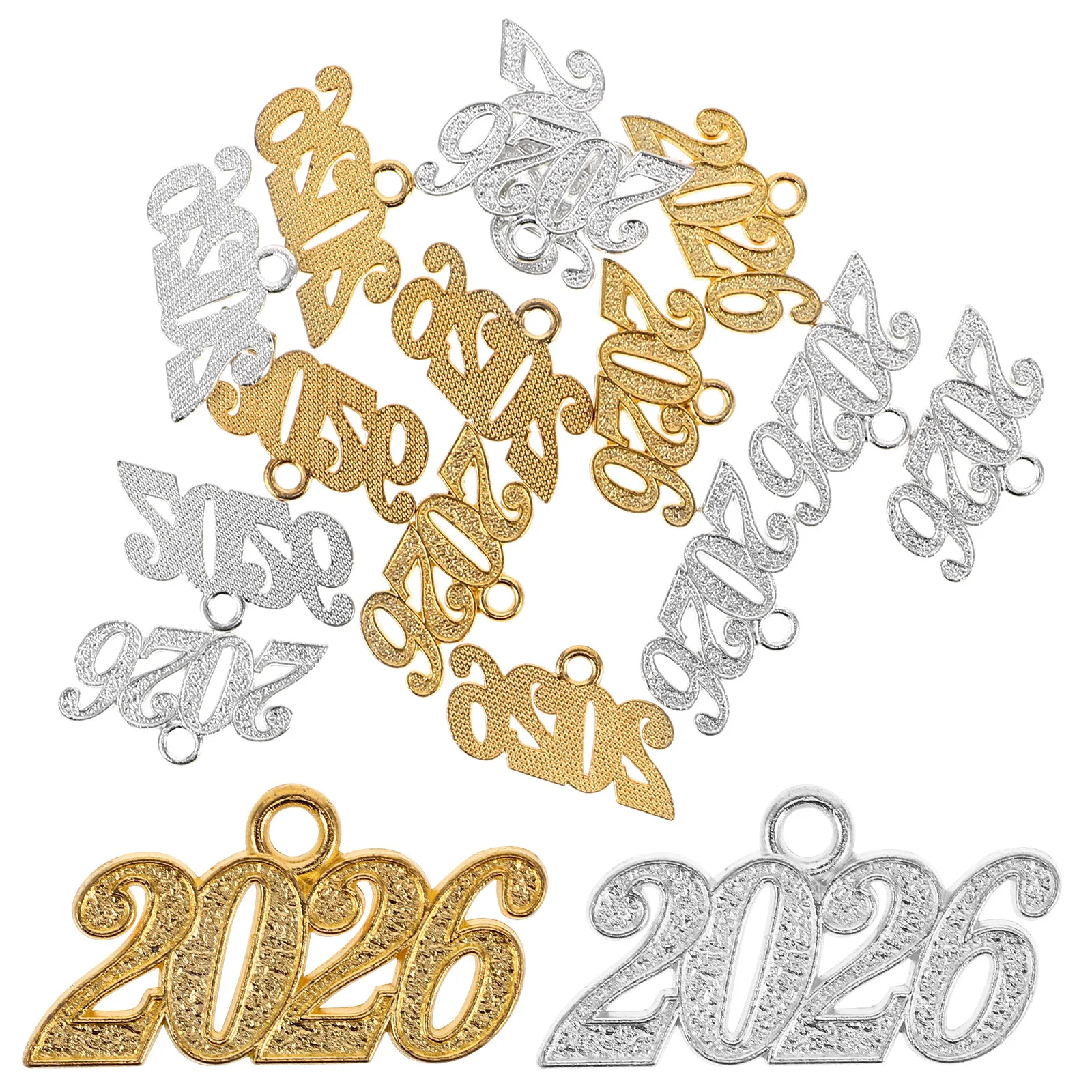 

20Pcs 2026 Year Number Charm Alloy Bright Finish Graduation Jewelry Pendant Bracelet Necklace DIY 2026 Charm for Earrings