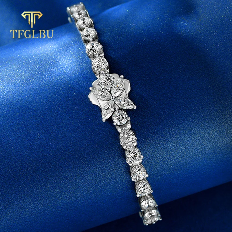 

TFGLBU New Clover Full Zircon Bracelet for Women Solid 925 Silver Fancy Gem Bangle Birthday Gift Luxury Fine Jewelry Wholesale