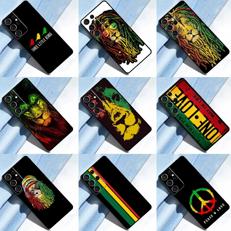 Bob Marley Rasta Lion Case For Samsung Galaxy S23 S22 Plus S21 Ultra S20 FE S8 S9 S10 Note 10 Note 20 Ultra Cover