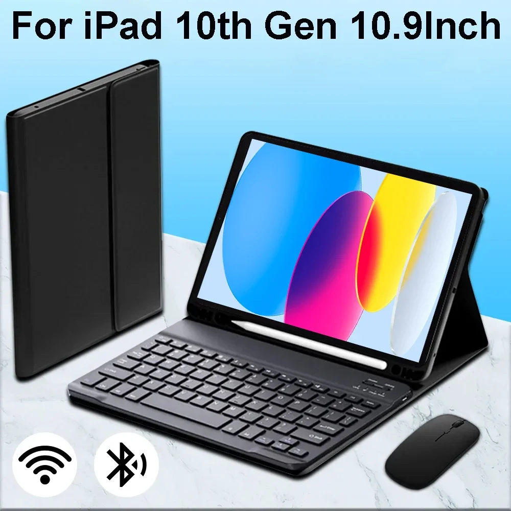 Case For iPad 10th Gen 10.9 Inch,Keyboard Case for iPad 10th 2022 A2696 A2757 A2777 Keyboard Covers Funda