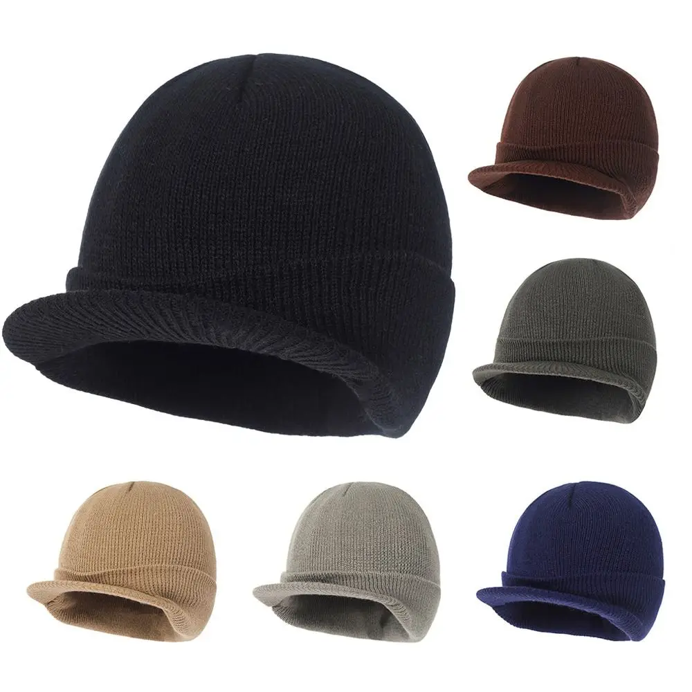 Keep Warm Thickened Men Knitted Cap Ear Protection Neck Warmer Big Brim Hat Windproof Outdoor Cap Cycling