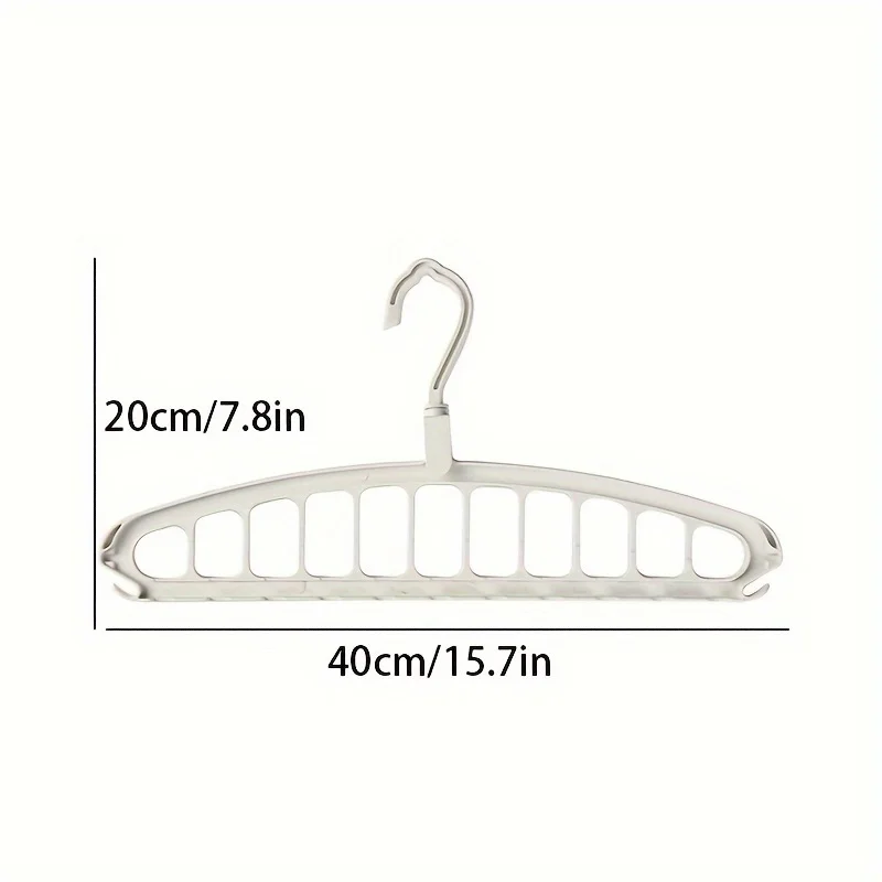 1pc11-hole Clothes Hanger Multi-functional Dormitory Home-use Clothes Hanger Closet Clothes Support Spiral Plastic Drying Hanger