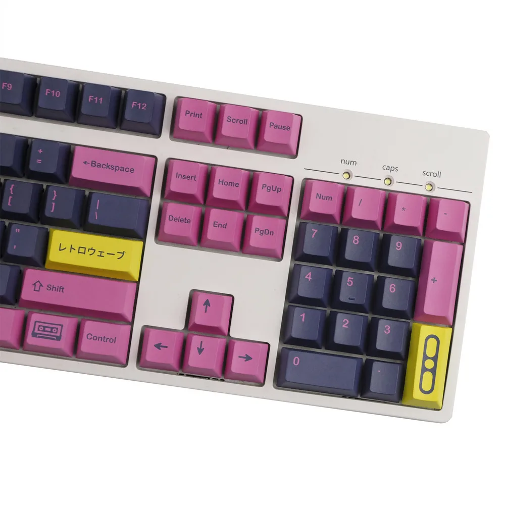 1 Set GMK Retrowave Keycaps Dye Sublimation Key Caps Cherry Profile PBT Keycap For MX Mechanical Keyboard 2.25U 2.75U ISO Enter