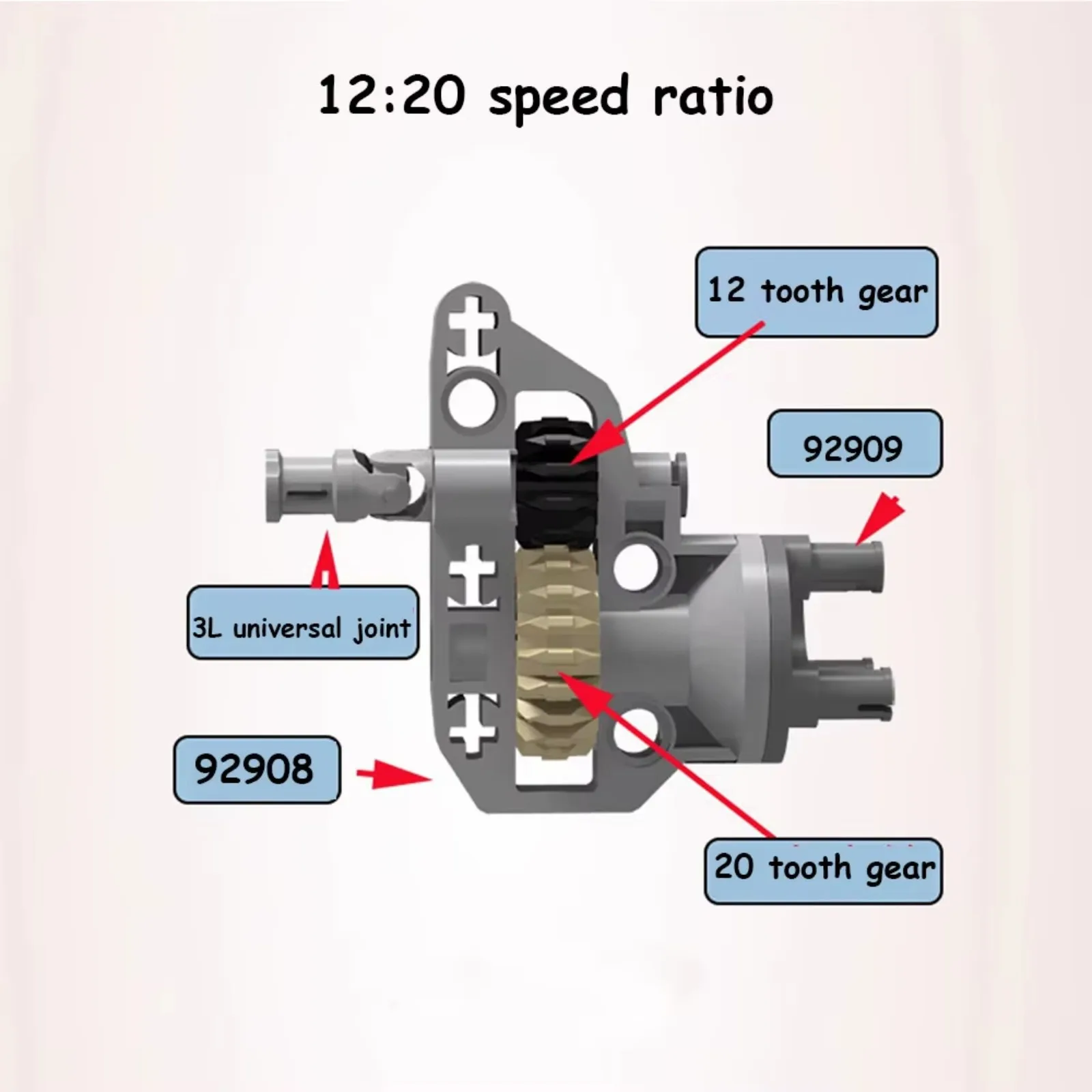 DIYmall 12:20 Speed Ratio Suspension Drive Building Blocks Kit with 4Pcs MOC Technical Parts (ABS Eco-Friendly)