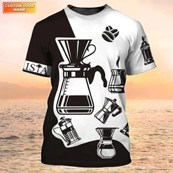 T-shirt da uomo uniforme da caffetteria personalizzata nuova alla moda Barista estate Casual confortevole girocollo a maniche corte