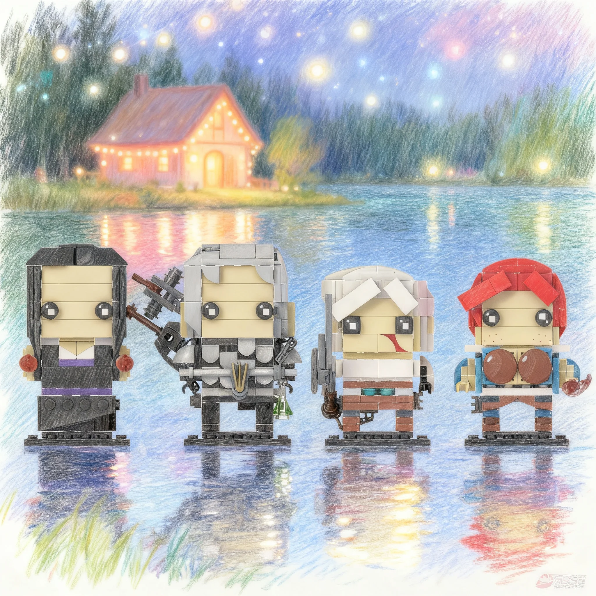 598 Piezas MOC The Witcher 3 Wild Hunt - Paquete BrickHeadz 4 en 1, Geralt, Ciri, Yennefer, Triss, Bloques de Construcción, Regalo de Navidad