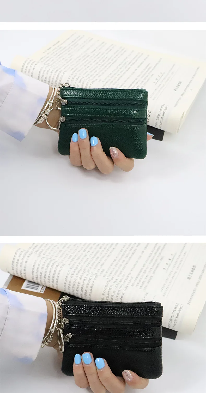 Portafoglio Da Donna In Pelle – Porta Carte Con Cerniera – Pochette Nera