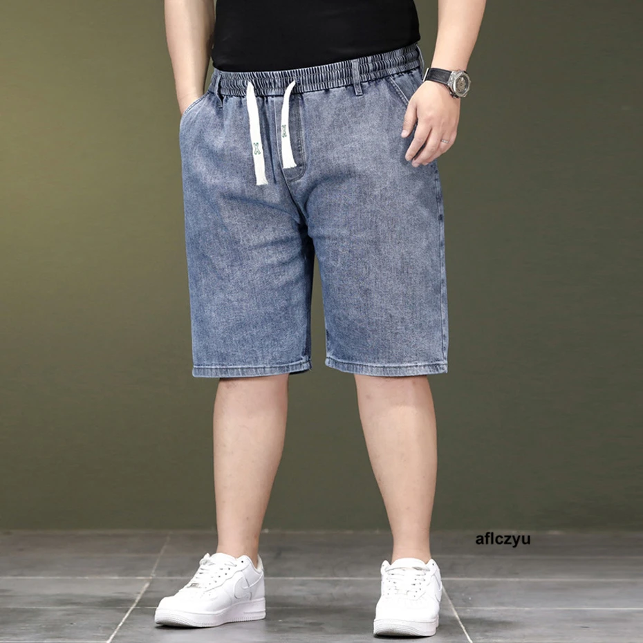 Solid Color Denim Shorts Men Jeans Plus Size 7XL Fashion Casual Summer Stretchy Shorts Male Big Size 7XL