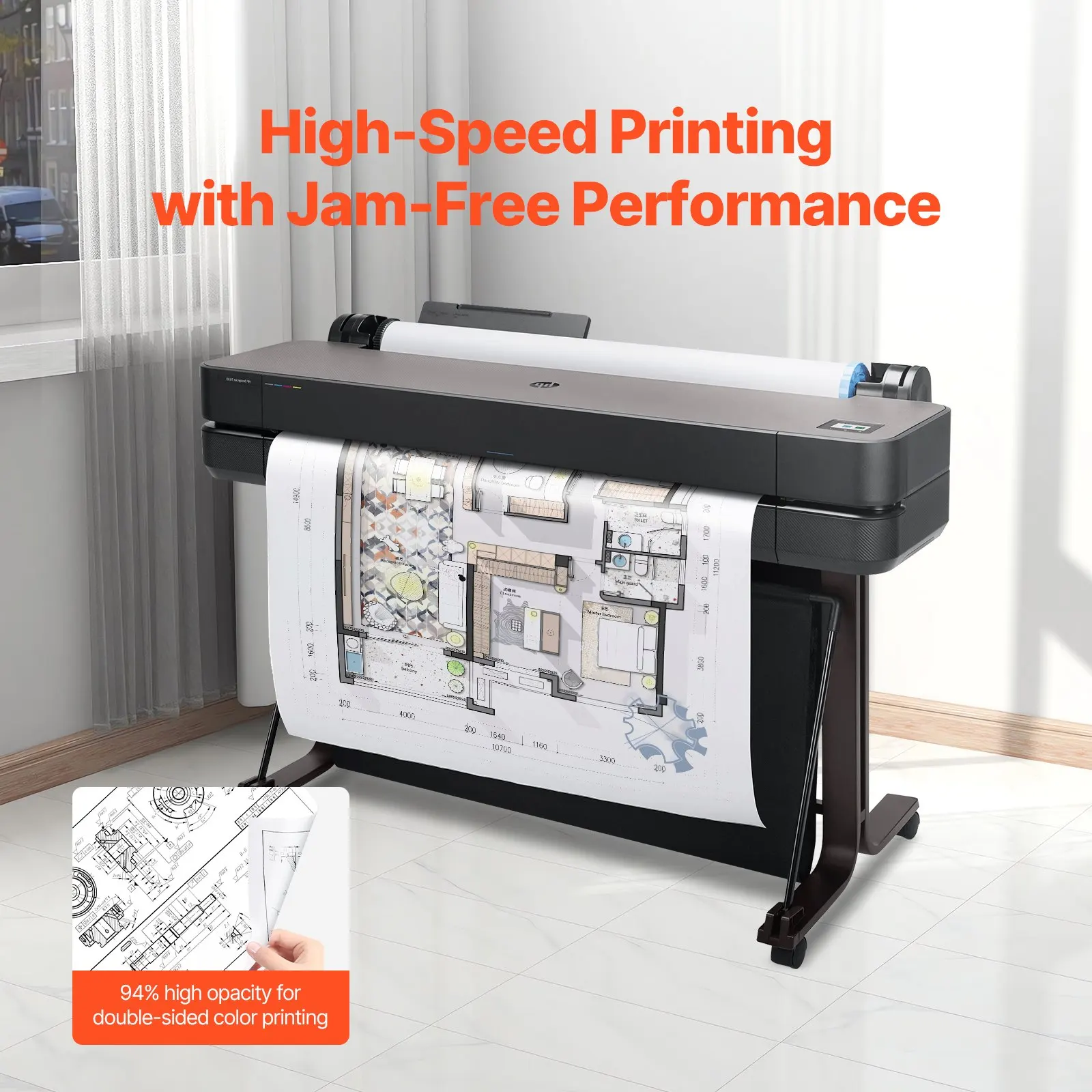 

Wide Format Paper, 24 In X 150 Ft Plotter Paper, 4 Rolls CAD Bond Rolls With 2 In Core, 20 LB Bond Paper Rolls, Idea For CAD