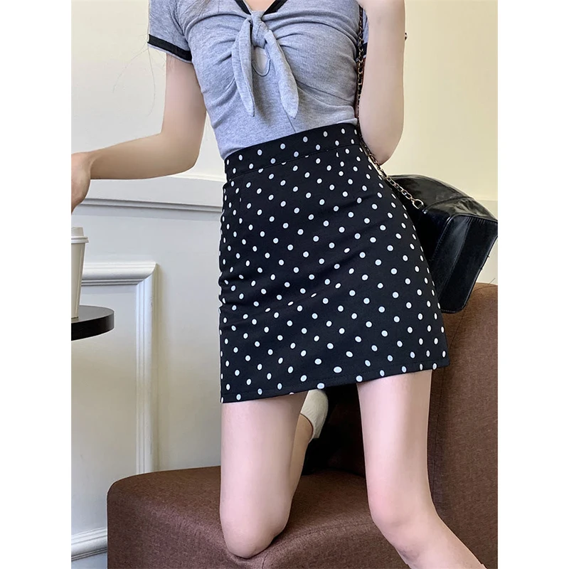 Fashion Printed Spliced Korean Polka Dot Skirts Female Clothing 2025 Summer New Loose Preppy Style Zipper High Waist Skirts