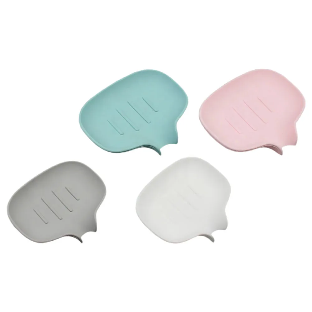 

4pcs Silicone Boxes Simple Soap Holders Self-Draining Design For Bathroom Kitchen Shower Storage Rack Soap Organizer