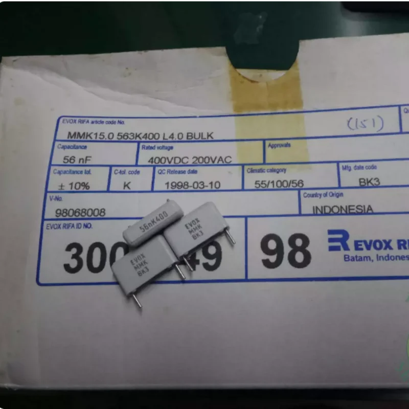 10pcs-100pcs EVOX MMK15 0.056uf/400v 56nf 563 brand new copper foot film capacitor 15MM