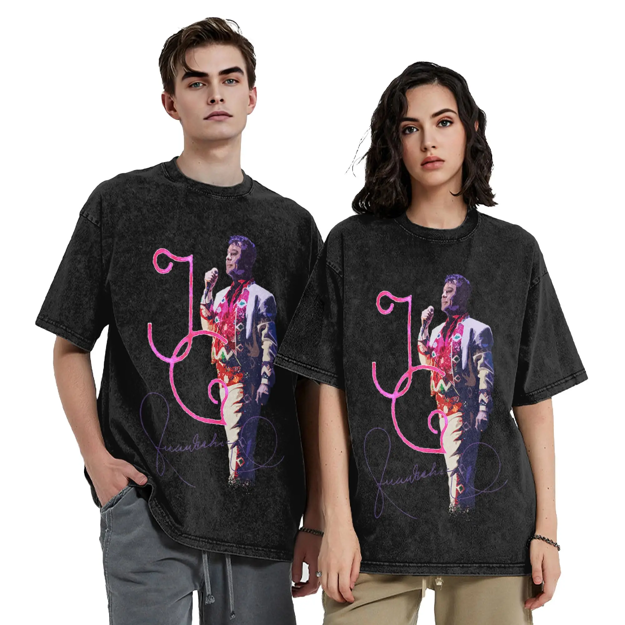 Juan Gabriel Aquarell-T-Shirts für Herren, lustige T-Shirts aus reiner Baumwolle, Rundhalsausschnitt, kurzärmelige T-Shirts, Sommer-Tops – Detail 2