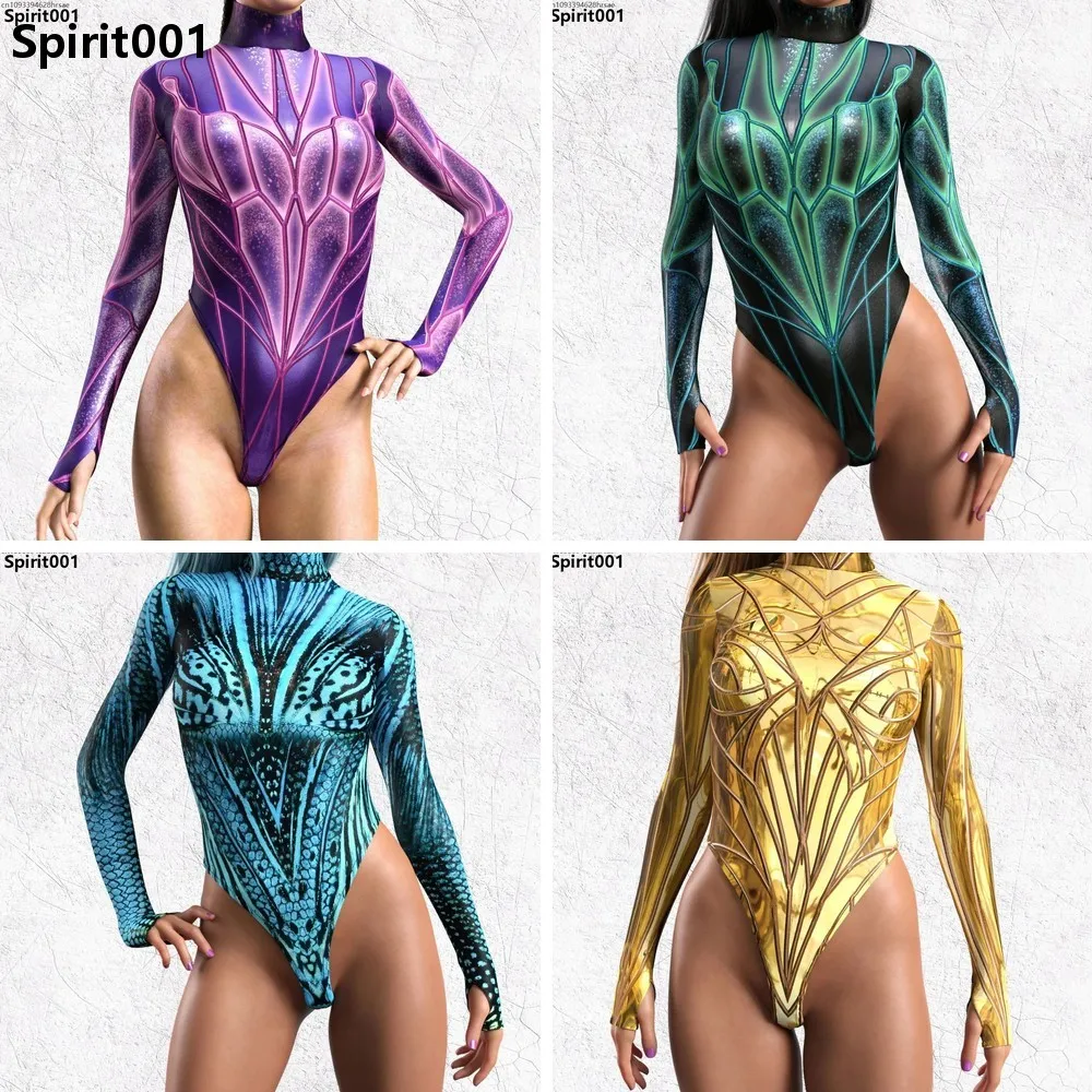 

Cyberpunk Gothic Cosplay Jumpsuit Tights Bodysuit Colorful Print Halloween Carnival Party Stage Role Play Costume