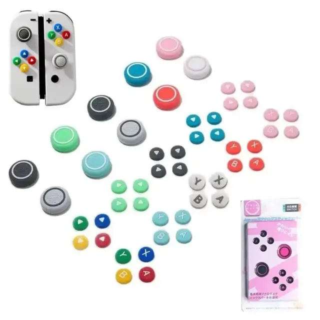 Nowy D-pad Cross Silicone Soft Button ABXY Key Sticker Skin Case For Switch Oled NS Joy-con Thumb Stick Grip Cap Cover Protector