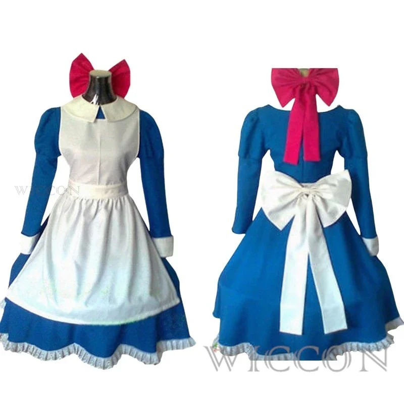 Anime Mad Father Aya Drevis Cosplay Costume Dress With Wig Maid Uniform Red Bow Headwear Halloween Uniform Outfit Custom Siz@0Z*