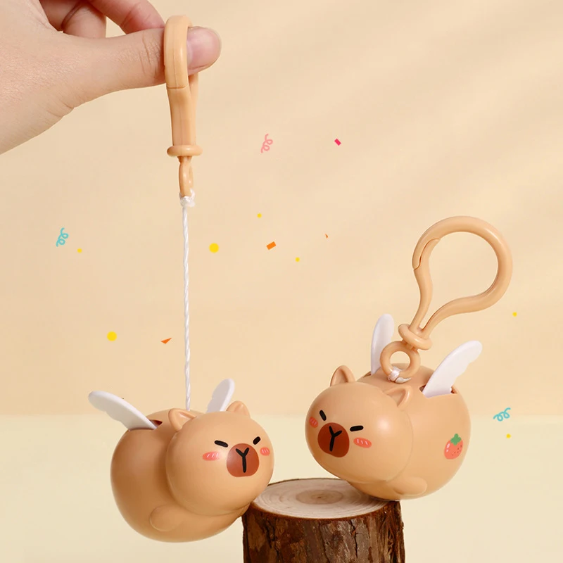 Lovely Elastic Retractable Cord Pull Keychain Cartoon Fly Pig Capybara Key Ring Hanging Telescopic Keychain Kids Couple Gift