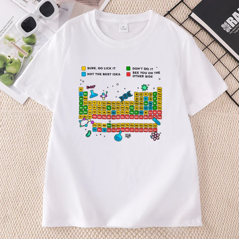 Can I Lick It Periodic Table T-Shirt Sarcastic Funny Science Gift for Teacher T Shirt Men Women Cotton Short Sleeve Printed Tees