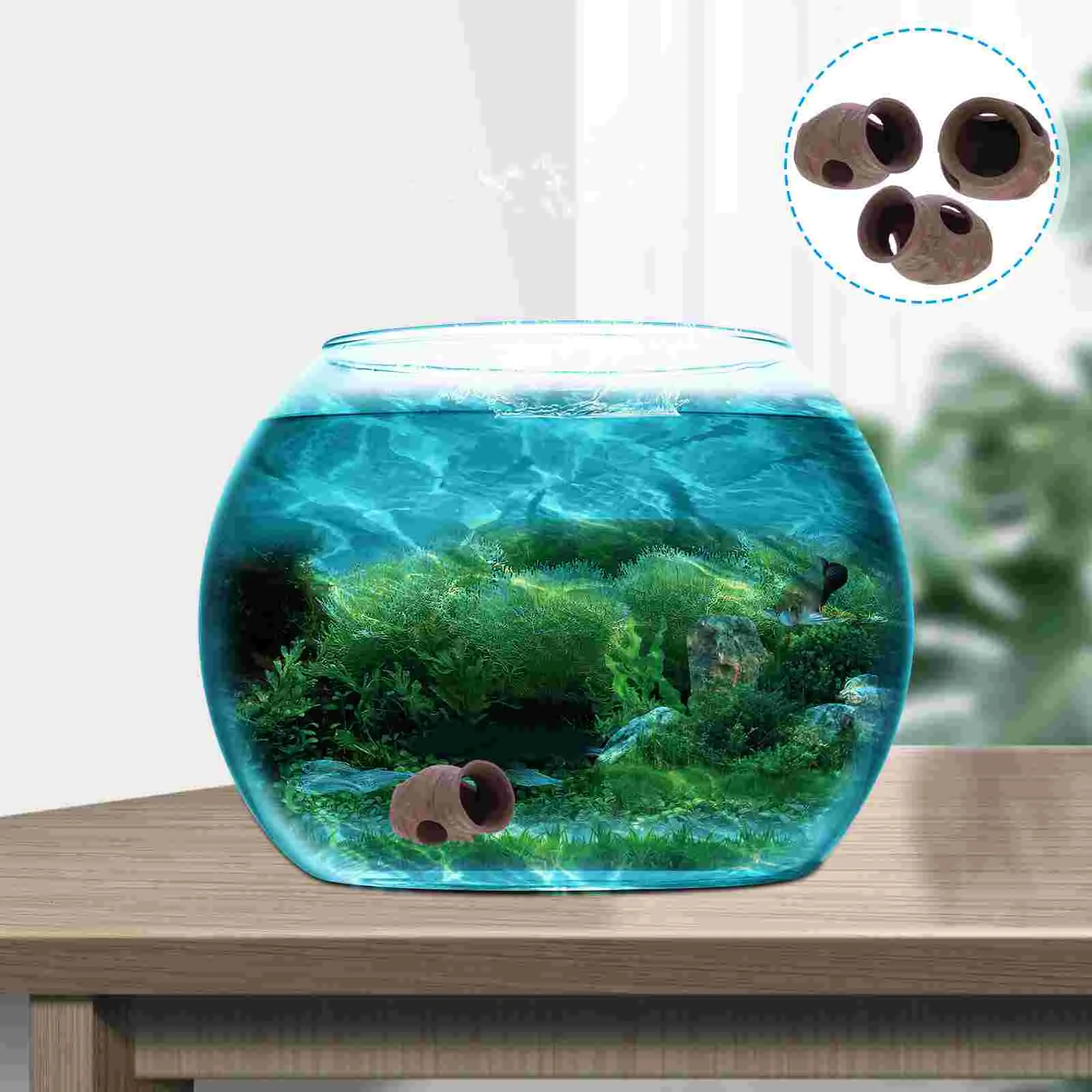 

3 PCS Fish and Shrimp Hideout House Tank Landscaping Shelter Household Purple Sand Decor Hideaway Cave Ornament Clay Aquarium