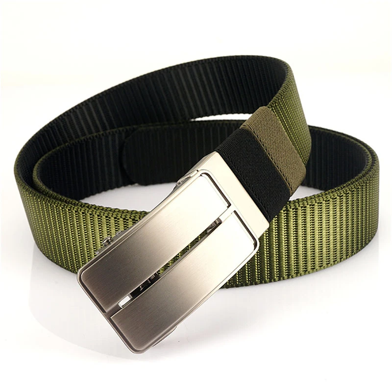 

3.5cm Rotating Automatic Buckle Double-sided Nylon Waist Belt Men Business Simple Versatile Canvas Leather Belt