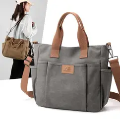 Leisure Tote Bag New Multi Pocket Thickened Canvas Shoulder Bag Large Capacity Computer Handbag High Quality Women Crossbody Bag