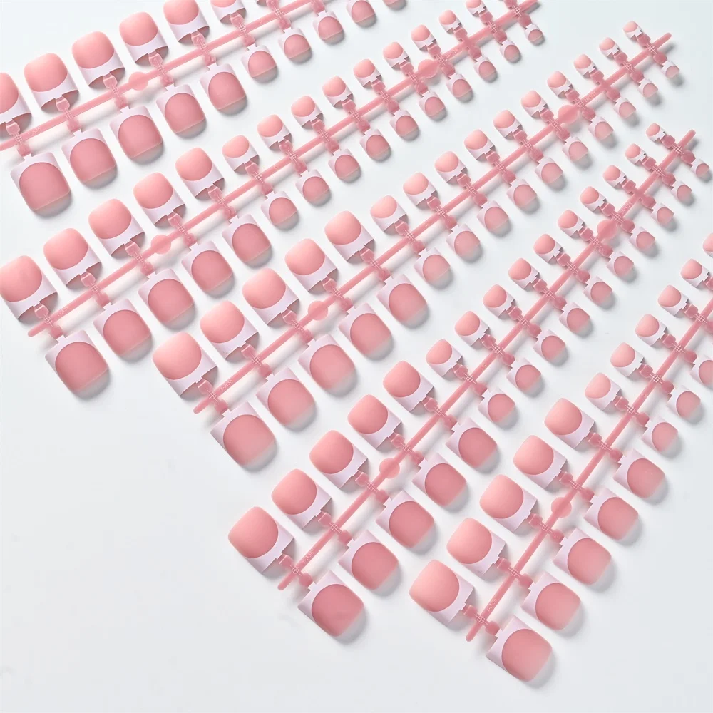 150Pcs Soft Pink Gradient Press On Toenails Square  Natural Nude Pink Fake Toenails Waterproof False Toenails For Girls Vacation