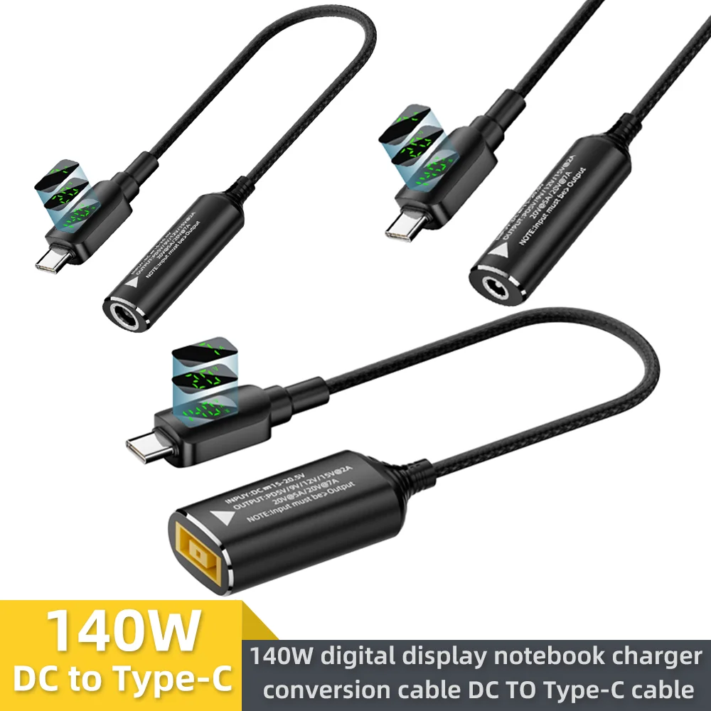 Convertidor de corriente de 140W CC hembra a TypeC PD, cable de conversión de energía para portátil 5/9/12/15/20V para phablet de portátil, carga rápida