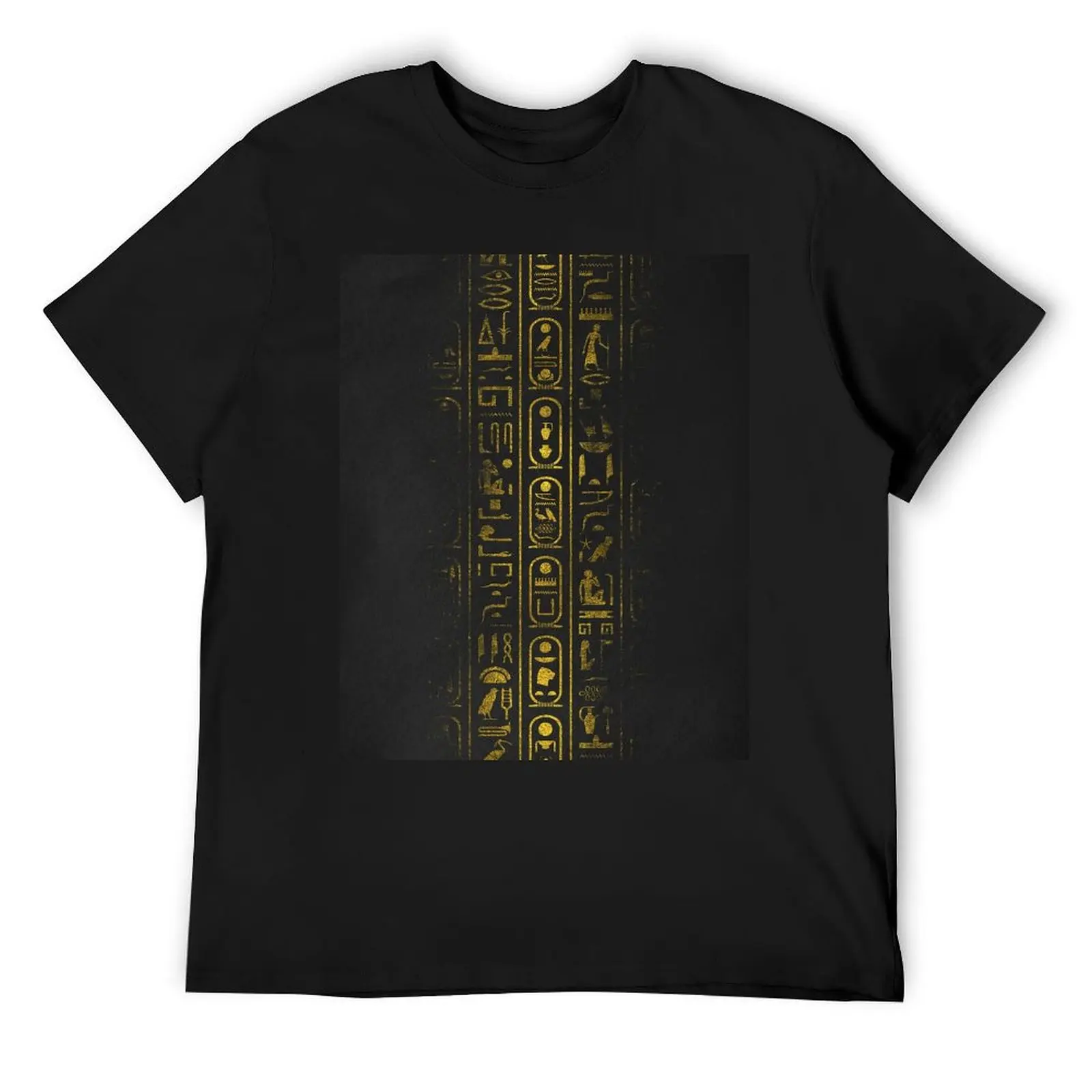 Grunge Egyptian Gold hieroglyphs on black paper T-Shirt sports fans man t shirt Blouse sweat mens t shirts pack