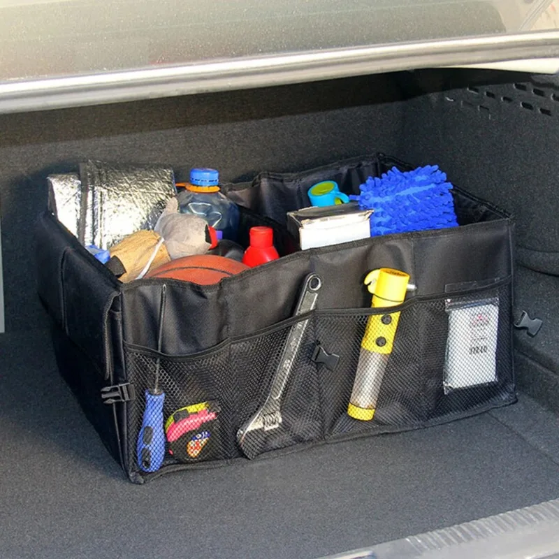 

3pcs Car Boot Storage Box Large Capacity Interior Finishing Sundries Storage Box Oxford Cloth Foldable Interior Supplies