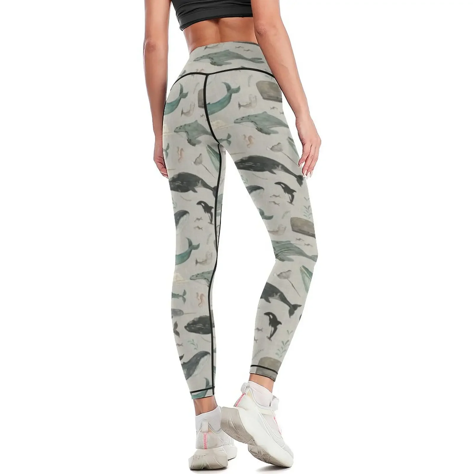 Whale song gray Leggings Pants sport Tight fitting woman push up fitness for fitness Womens Leggings