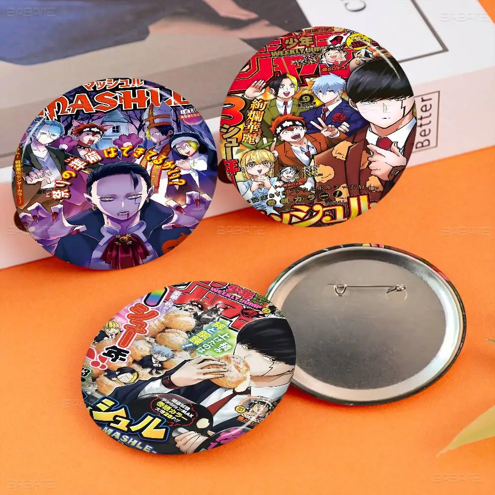 

Anime Gmae Mashle Movie Tinplate Pin Button Custom Anime Role Old-school Brooch Cartoon Collar Badge Jewelry Gift Fans