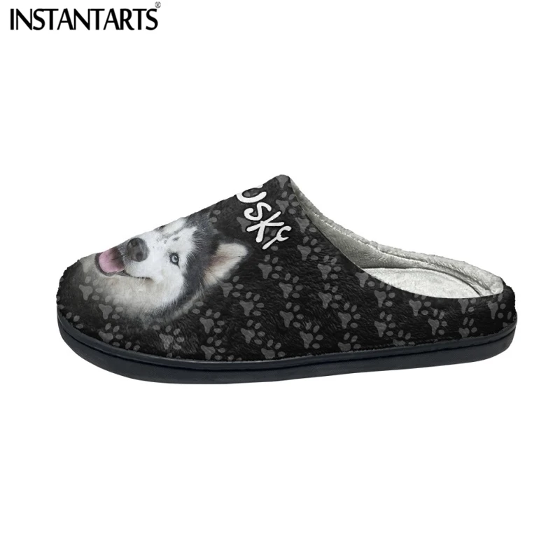 INSTANTARTS Husky 3D Print pantofole in cotone Unisex pet Lover scarpe basse da pavimento per interni pantofole da camera da letto in peluche di