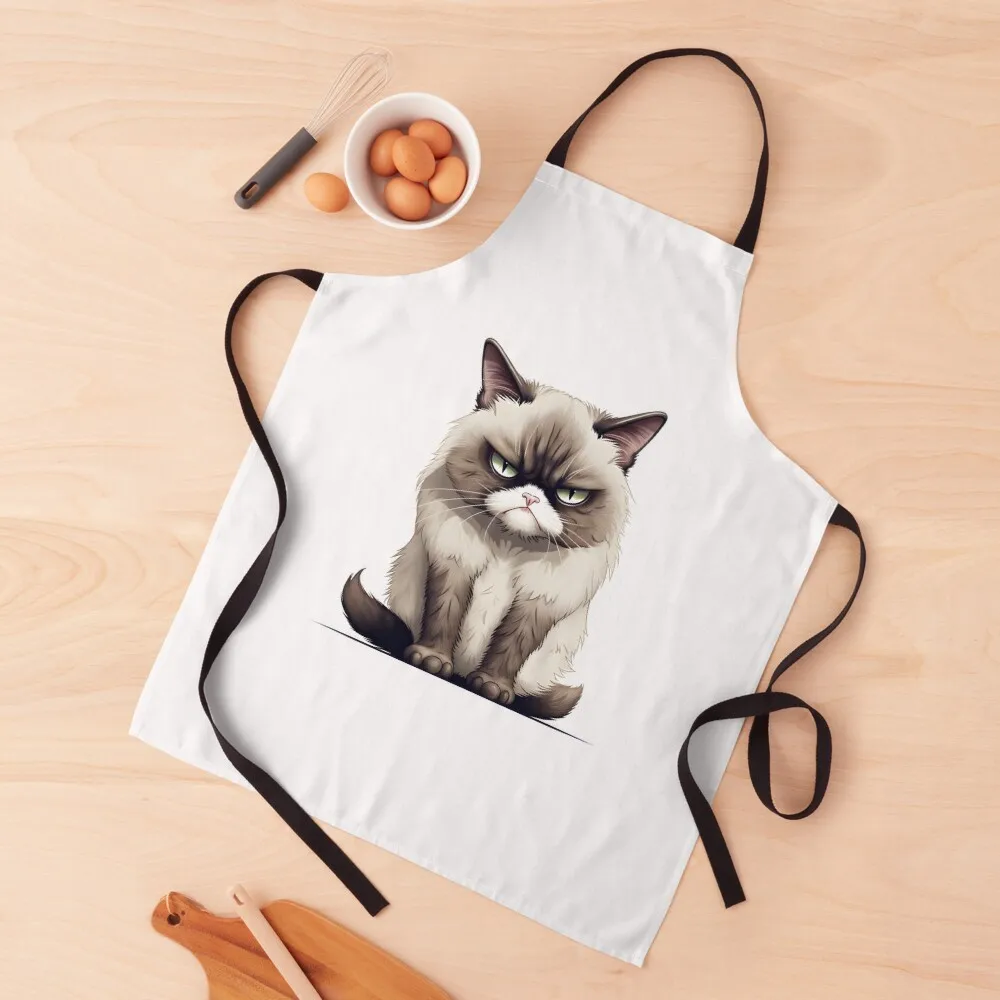 

Cartoon grumpy cat Apron home women painting Beauty Apron