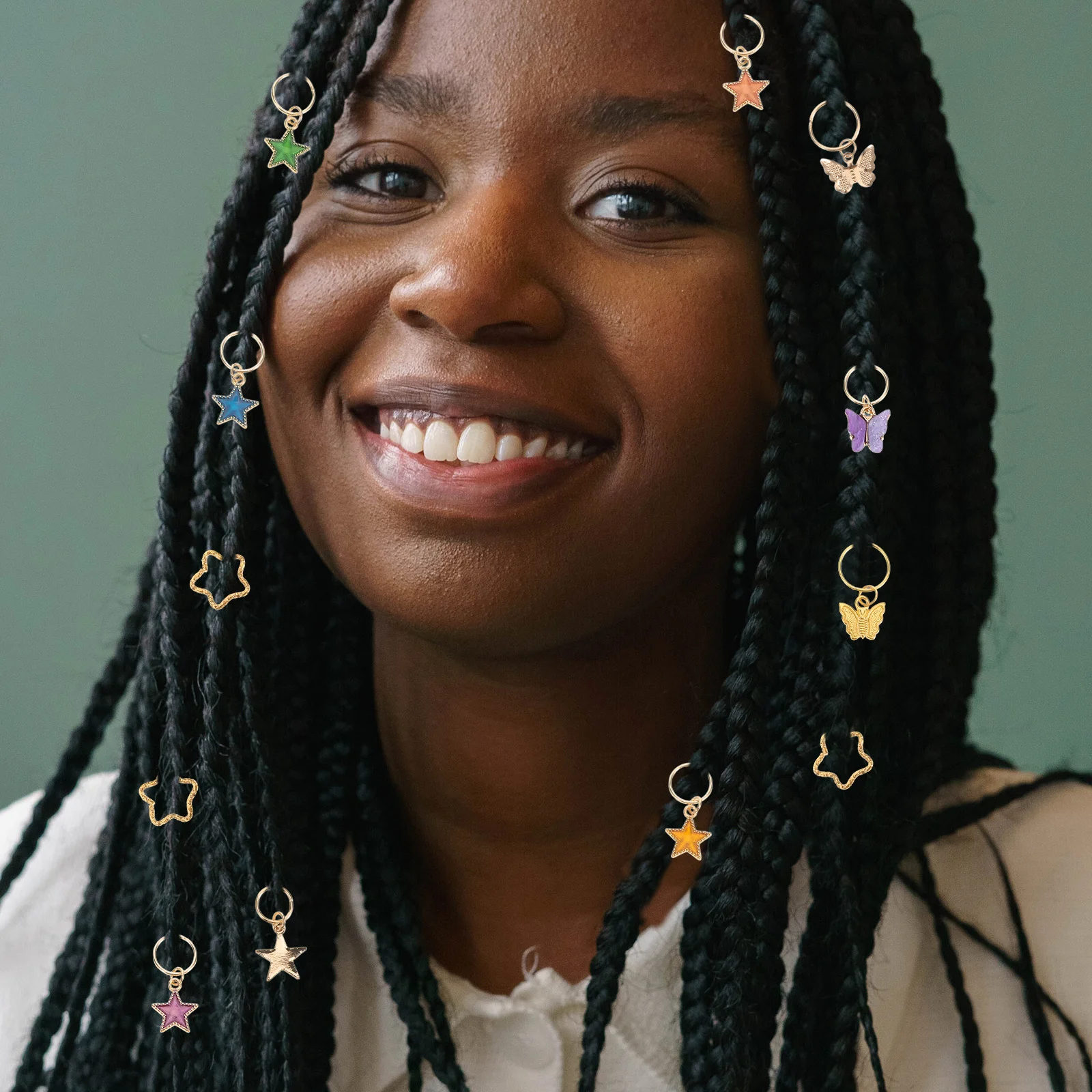 

20pcs Butterfly Hair Charms Colorful Braid Clips Star Pendant Jewelry For Dreadlocks Spring Hairstyle Accessories Zinc Alloy