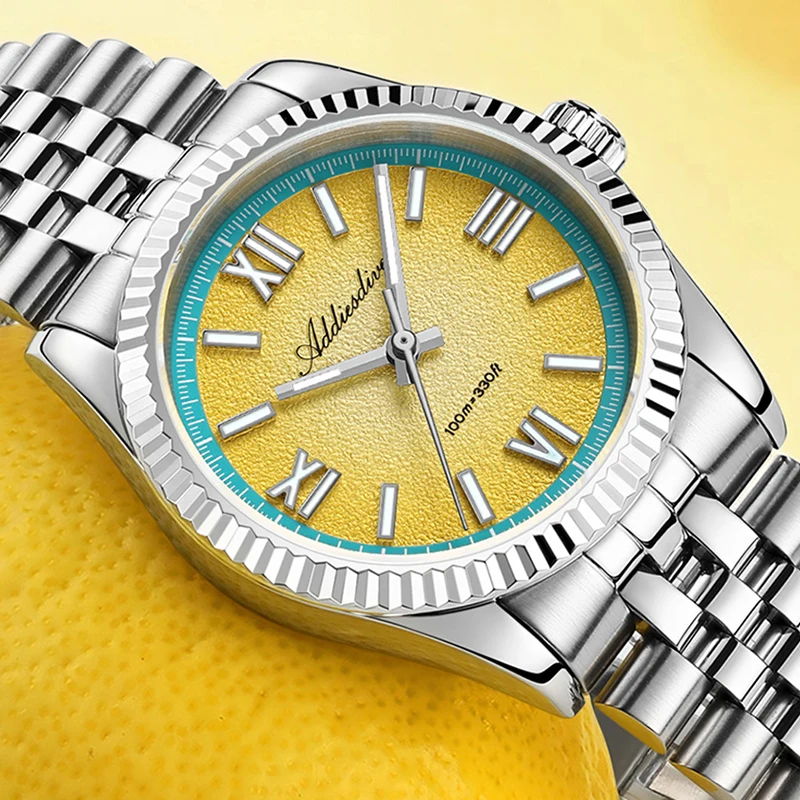

ADDIESDIVE Stainless Steel NEW VH31 Men's Quartz Watches AD2535 reloj hombre Colorful Dial Watch Super Luminous Dress Male Clock