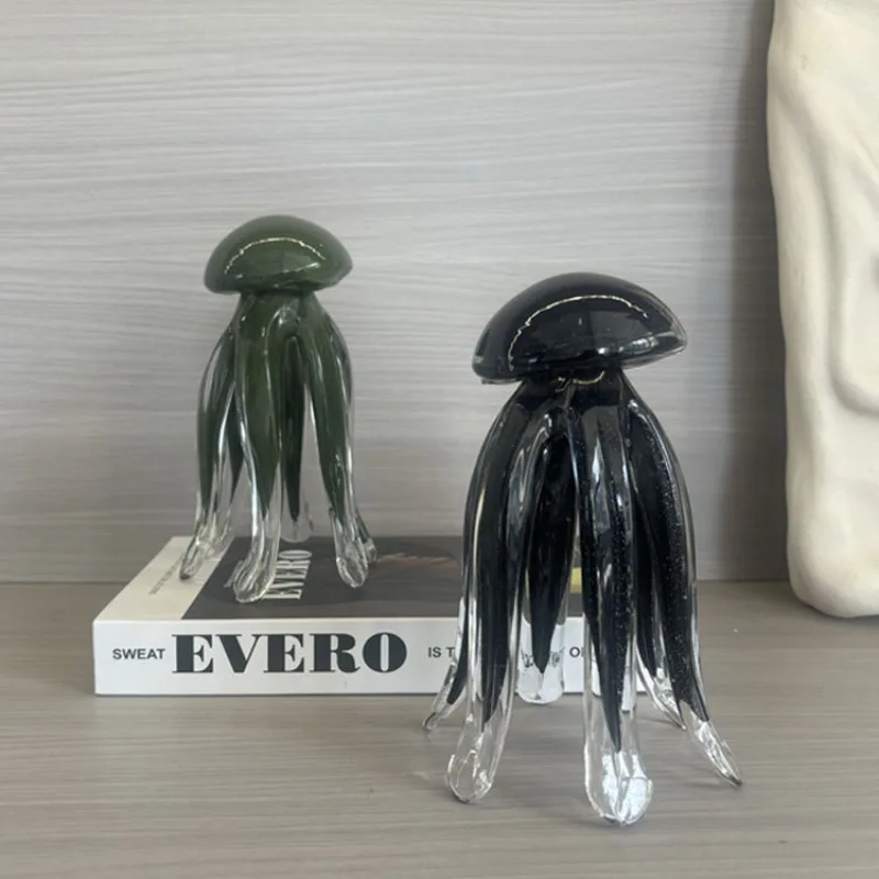 Nordic simple and creative handmade glass jellyfish ornament, hotel entrance living room coffee table soft decoration