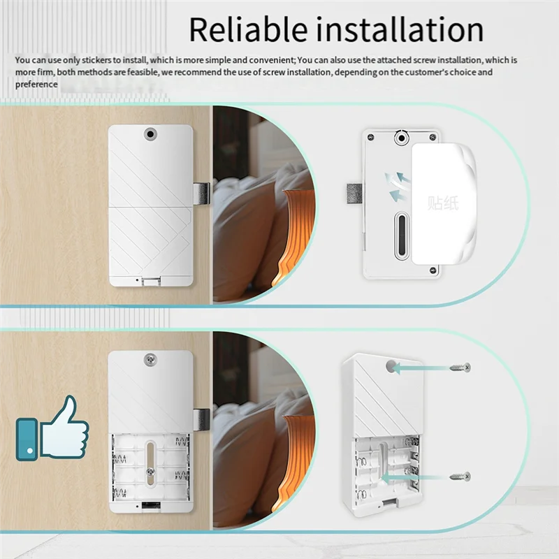 B50B-Bluetooth Tuya Smart Lock For Wood Door And Cabinet Drawer - Keyless IC Card Unlock, Remote Monitoring App Control