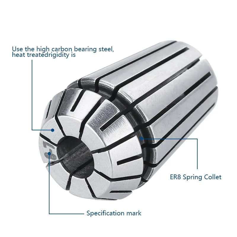 XCAN ER Collet Chuck ER8 Precision Collet Chuck 1-5mm 1/8 Spring Collet Chuck For CNC Milling Lathe Spring Chuck Tool Holder