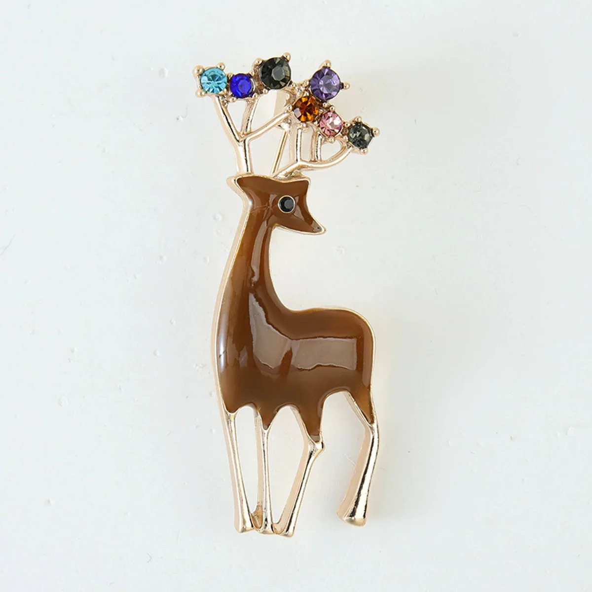 Christmas Deer Brooch Pin Women's High-End Sensation Anti-Light Clip Micro-Set Zirconium Dipped in Genuine Gold High-End Brooch