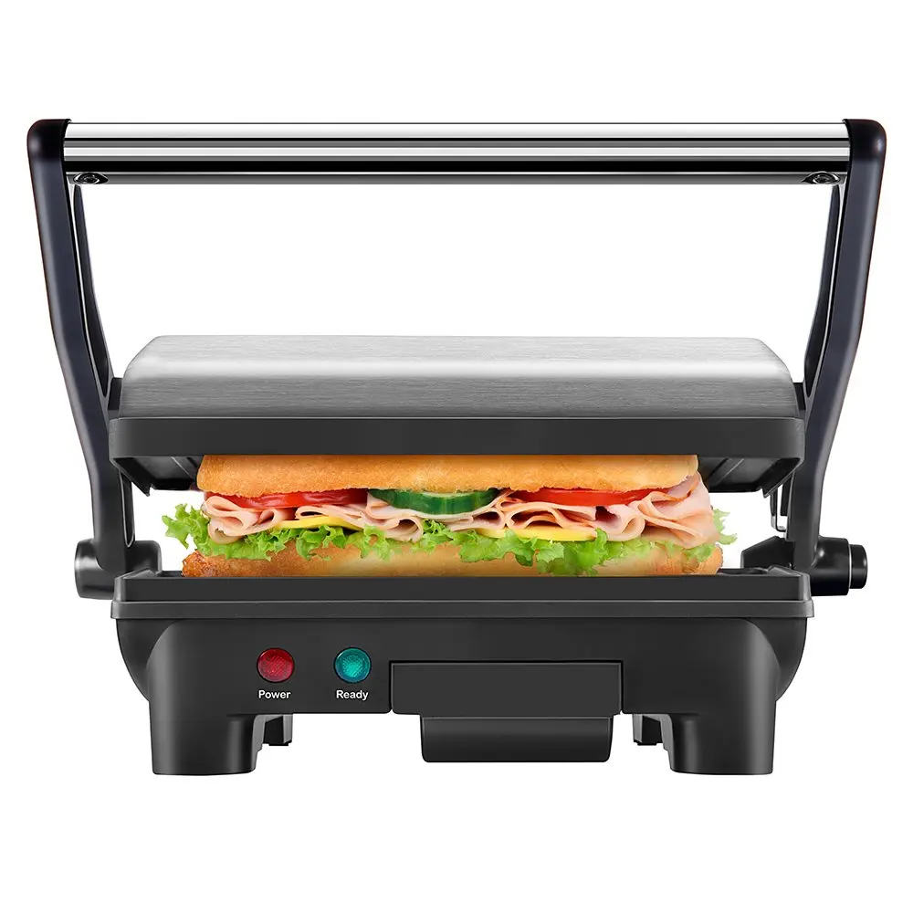 Multifunctional Stainless Steel Non-Stick Steak Machine Sandwich Maker with Removable Drip Tray and 180 Degree Opening Function