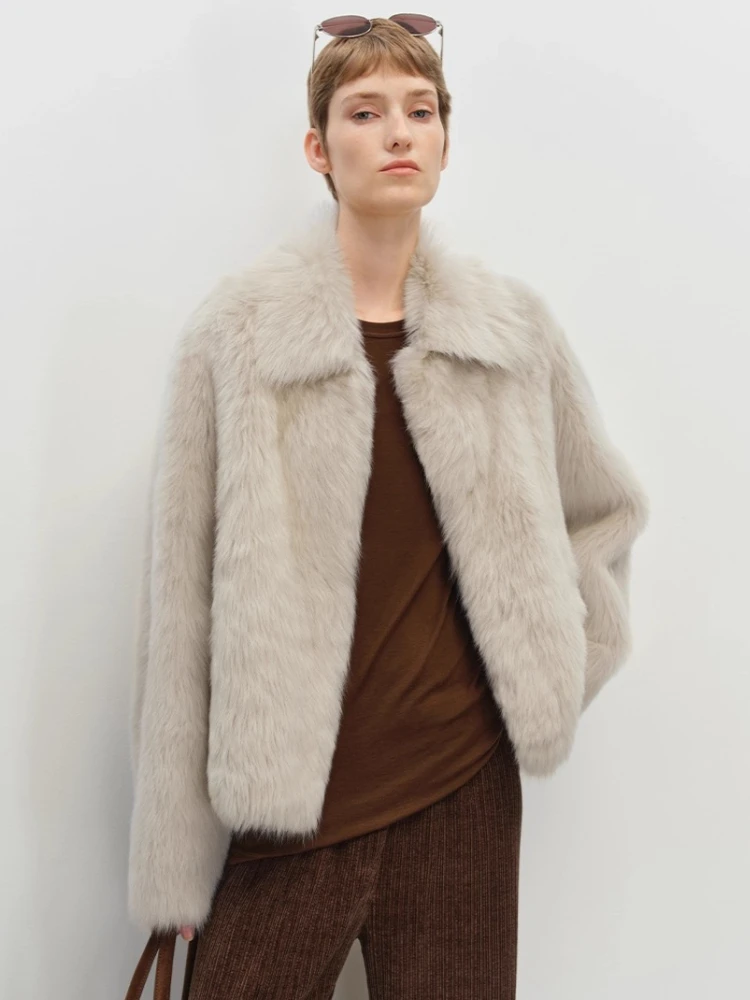 

High-end Luxury Toscana Lamb Fur Jacket for Women Simple Classic Lapel Design Elegant Short Winter Genuine Leather Real Fur Coat