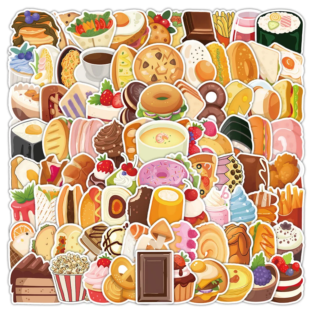 

10/50/100PCS Cartoon Dessert Stickers Cake Decoration Chocolate Food Sticker Luggage Laptop Guitar Bike Skateboard Decal DIY Toy