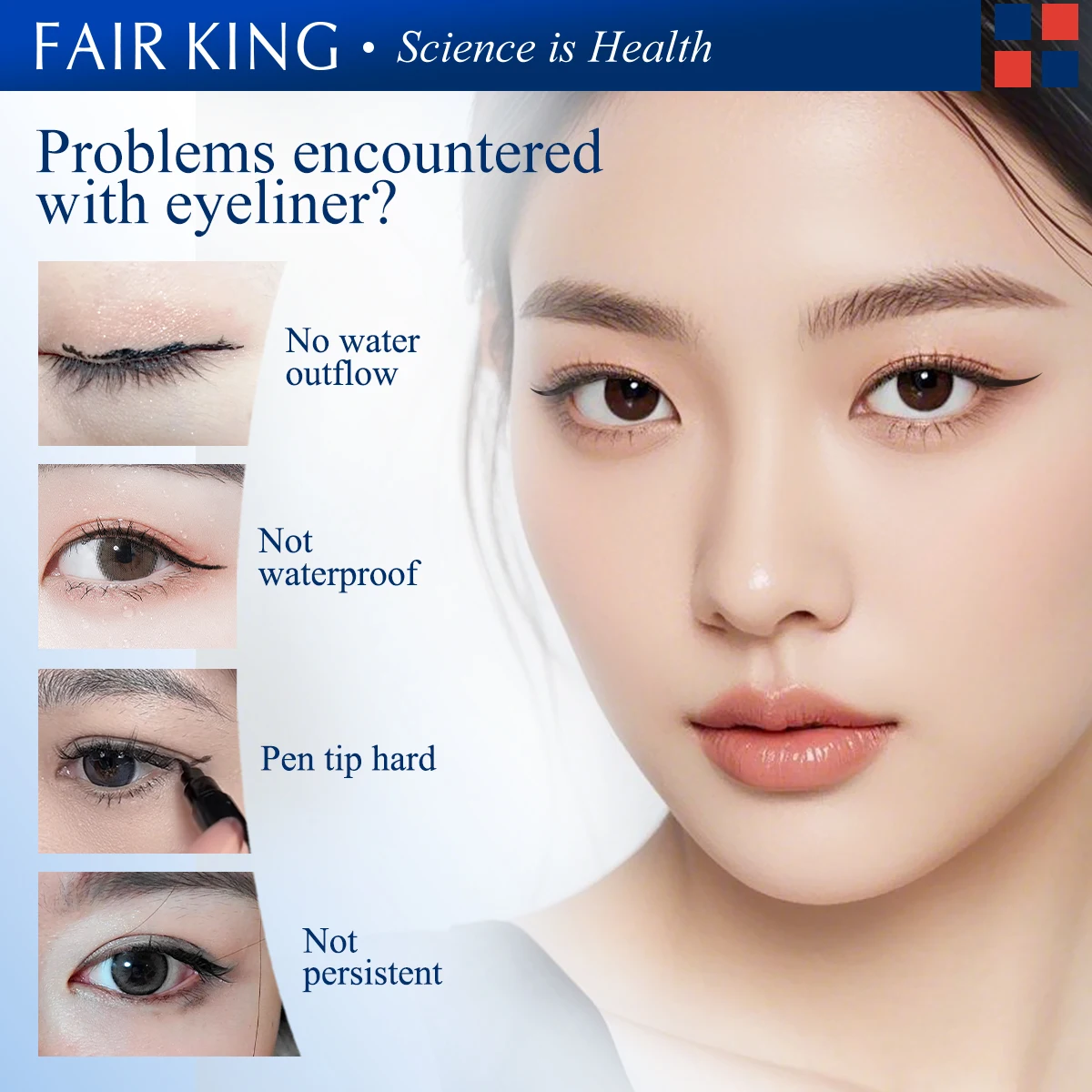 محدد عيون سائل أسود من FAIRKING مقاوم للماء يدوم طويلاً، أداة تجميل لمكياج العيون لمظهر مثالي للعيون