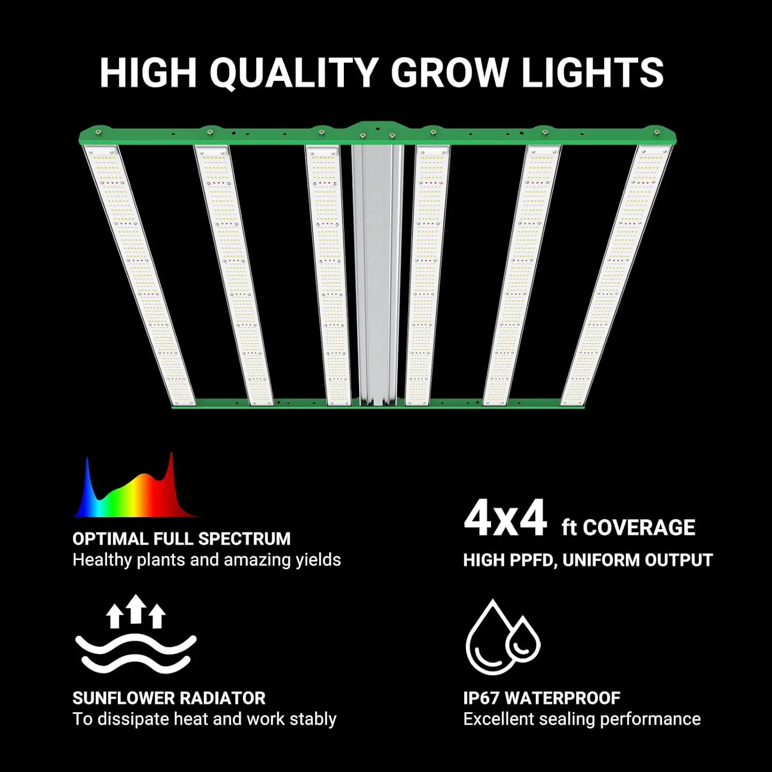 RDJ Bouns Lampada da coltivazione a LED da 720 W per tenda da coltivazione 4x4, corpo largo 6 barre 100 V-277 V LM281B+ e diodi EPI, spettro completo, dimensioni complessive 4