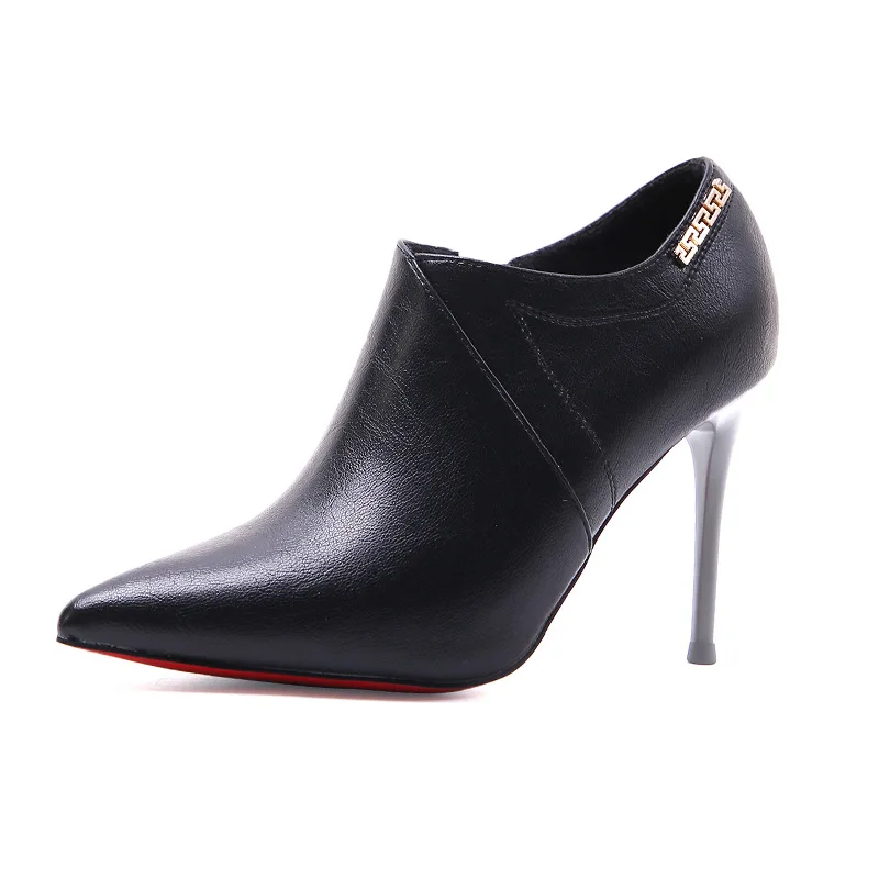 2025 Winter Women Bare Boots High Heels Dress Shoes Pointed Toe Boots Black Red Botas Mujer Thin Heels Pumps Woman Shoes