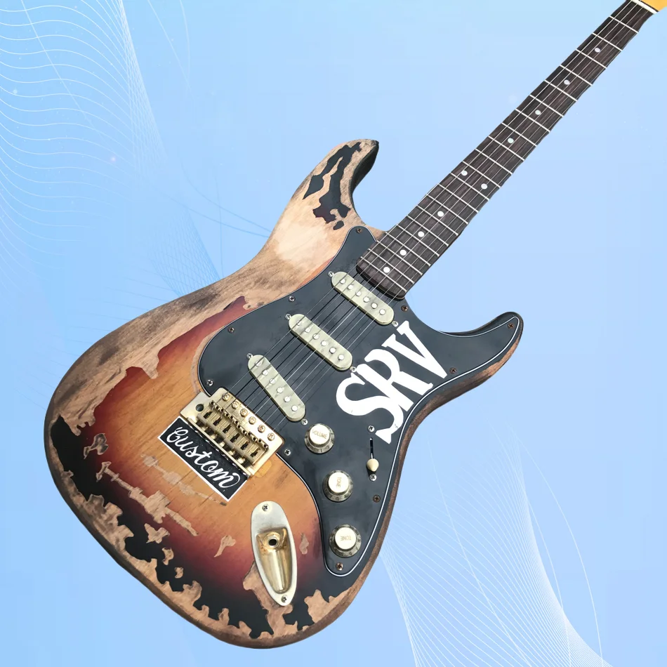 Relic Electric Guitar, SRV Style, Alder Body With Maple Neck, Custom Electric Guitar, Free Shipping