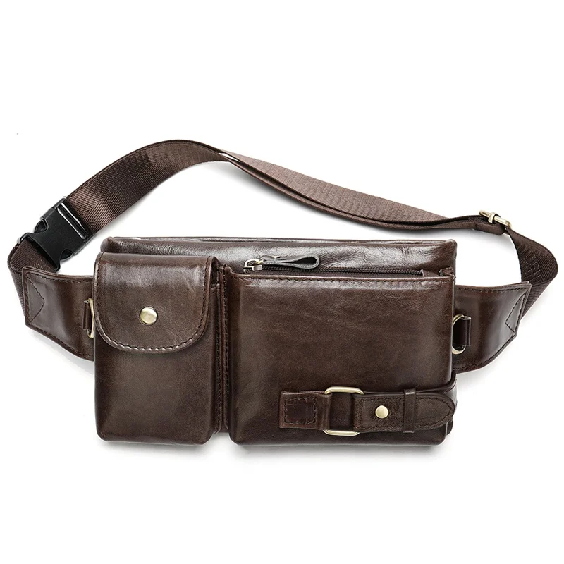 

Genuine Leather Men Waist Bag Vintage Waist Packs Men's Shoulder Crossbody Bag Phone Fanny Pack Travel Male Cross-body Chest Bag