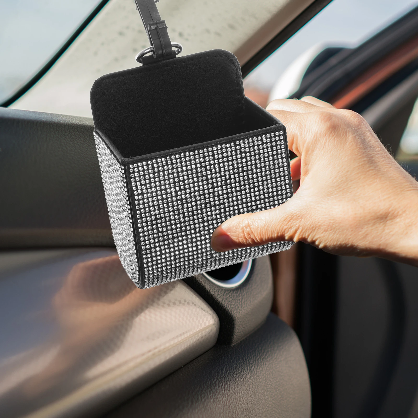 

Car Air Storage Bag Rhinestone Hanging ganizer Large Capacity Coin Key Card Air Vent Hanging Storage For Card Pockets